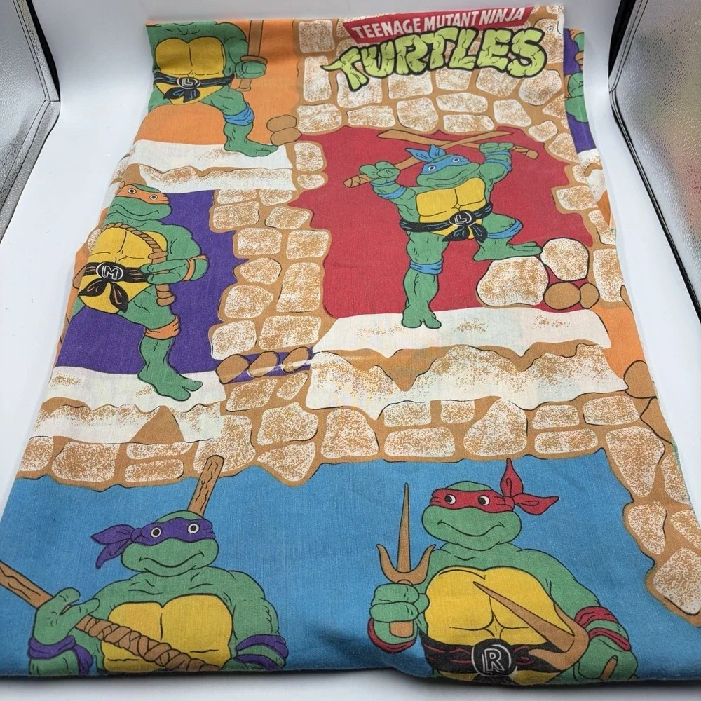 VTG Retro 1988  Teenage Mutant Ninja Turtles FLAT Twin Sheet Bibb Company